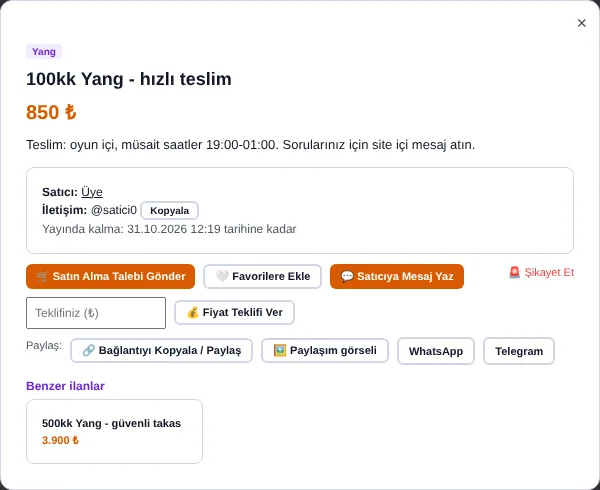 İlan detay penceresi